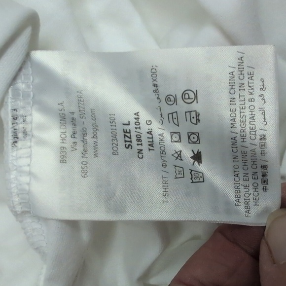 Boggi Milan Mens White T-shirt With Accented Collar Size L EUC - Picture 7 of 8